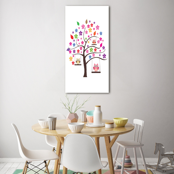 Foto auf glas vertikales Eulen auf Schaukeln