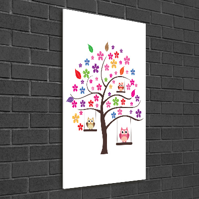 Foto auf glas vertikales Eulen auf Schaukeln