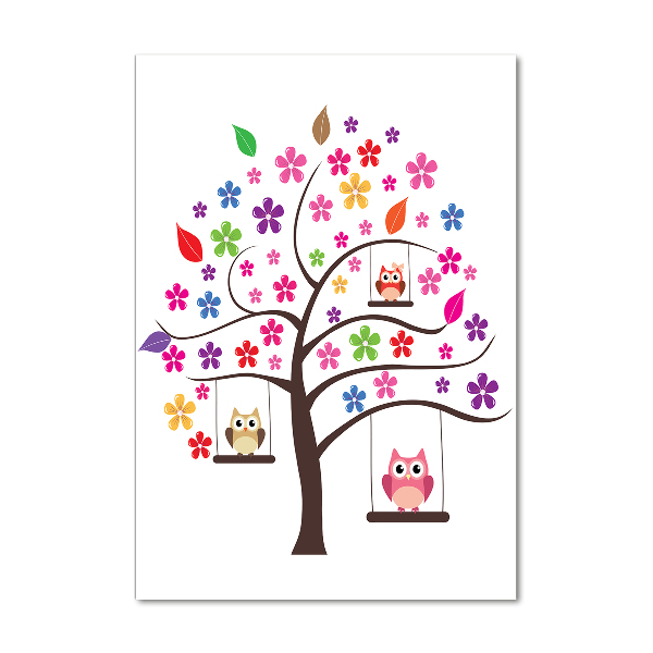 Foto auf glas vertikales Eulen auf Schaukeln