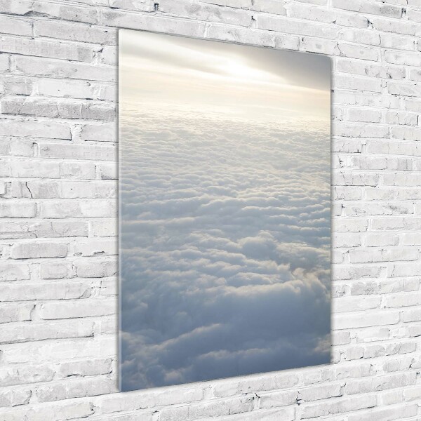 Foto auf glas vertikales Flug über den Wolken