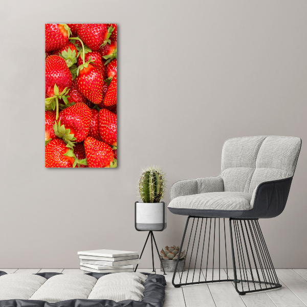 Glasbild vertikales Erdbeeren