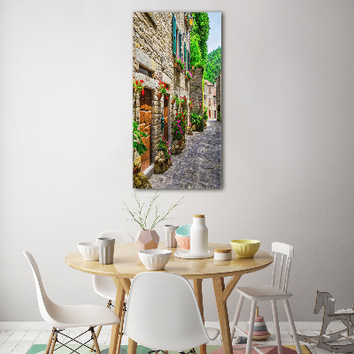 Glasbild vertikales Eine charmante Straße