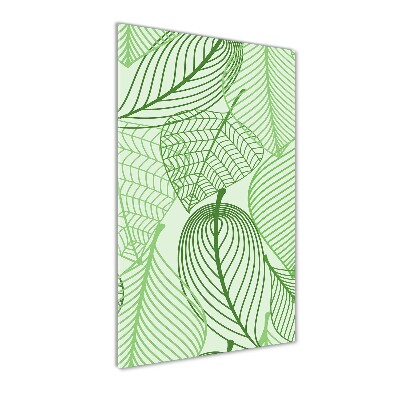 Glasbild vertikales Grüne Blätter