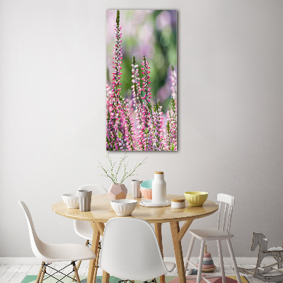 Glasbild vertikales Heidekraut