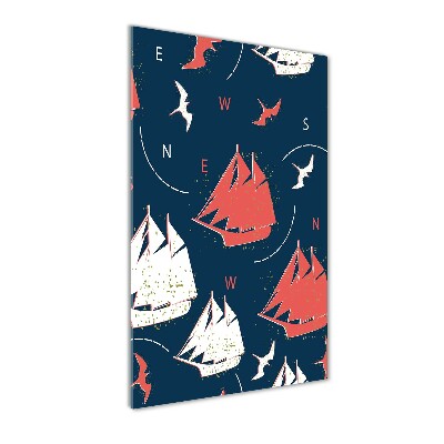 Bild aus glas vertikales Schiffe Seevögel