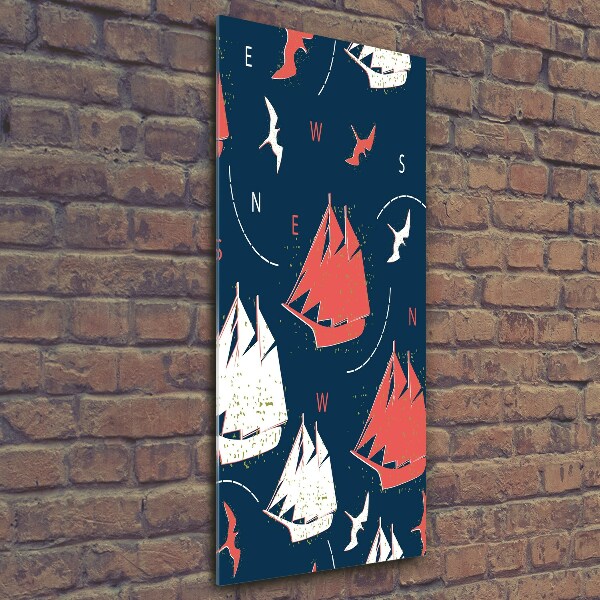 Bild aus glas vertikales Schiffe Seevögel