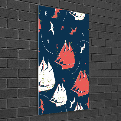 Bild aus glas vertikales Schiffe Seevögel