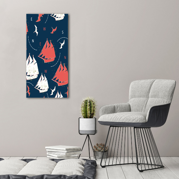 Bild aus glas vertikales Schiffe Seevögel