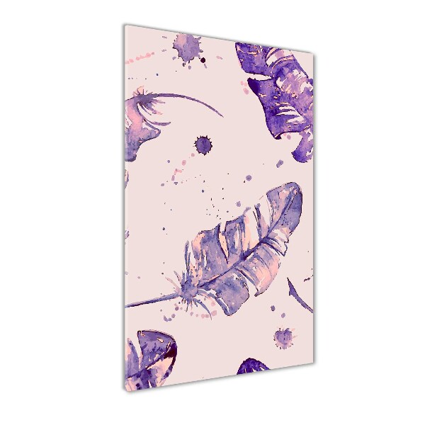 Glasbild vertikales Federn