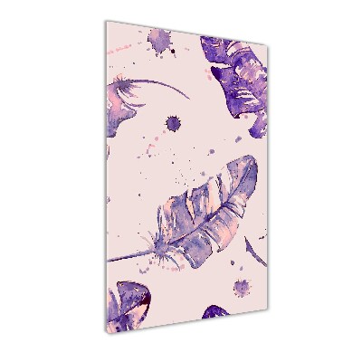 Glasbild vertikales Federn