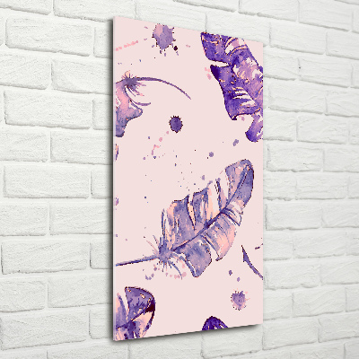 Glasbild vertikales Federn