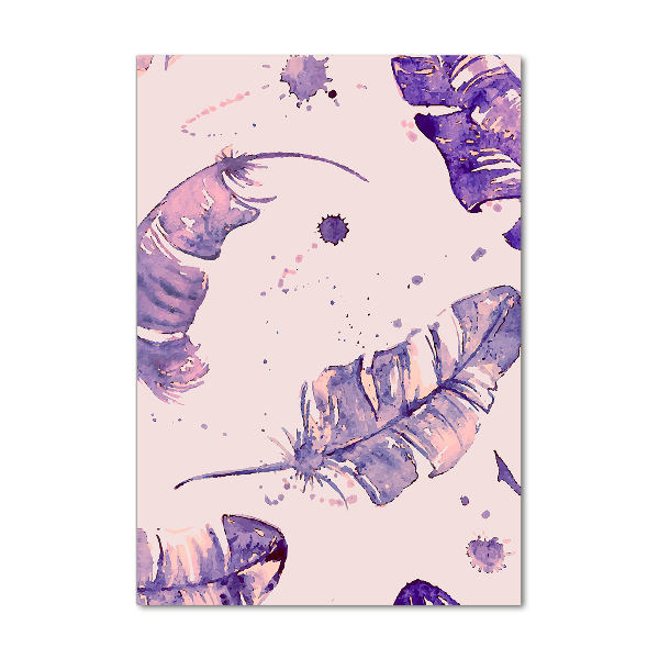 Glasbild vertikales Federn