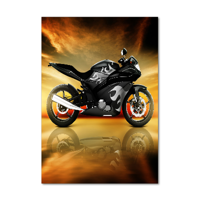 Glasbild vertikales Motorrad