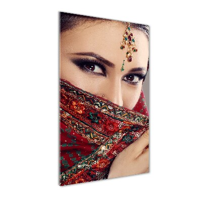 Glasbild vertikales Indische Frau