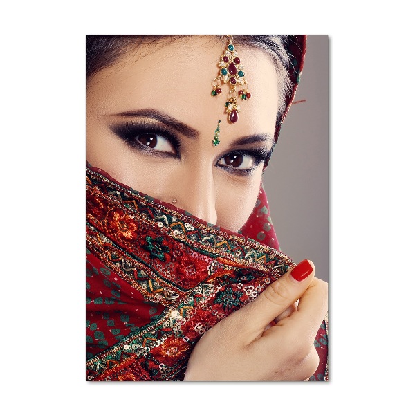 Glasbild vertikales Indische Frau
