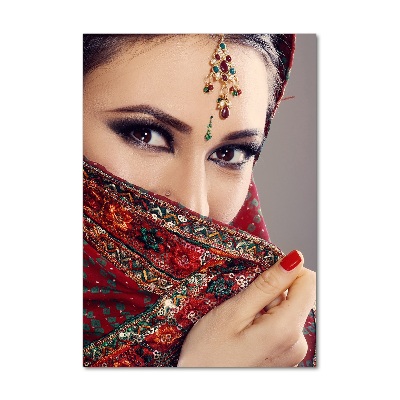 Glasbild vertikales Indische Frau