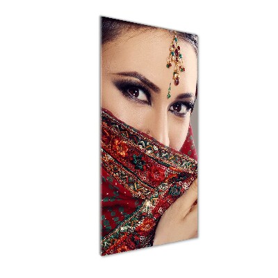 Glasbild vertikales Indische Frau