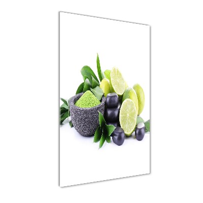 Bild aus glas vertikales Zitrusfrüchte und Steine