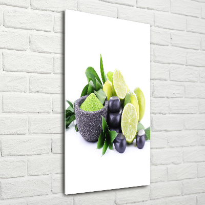 Bild aus glas vertikales Zitrusfrüchte und Steine