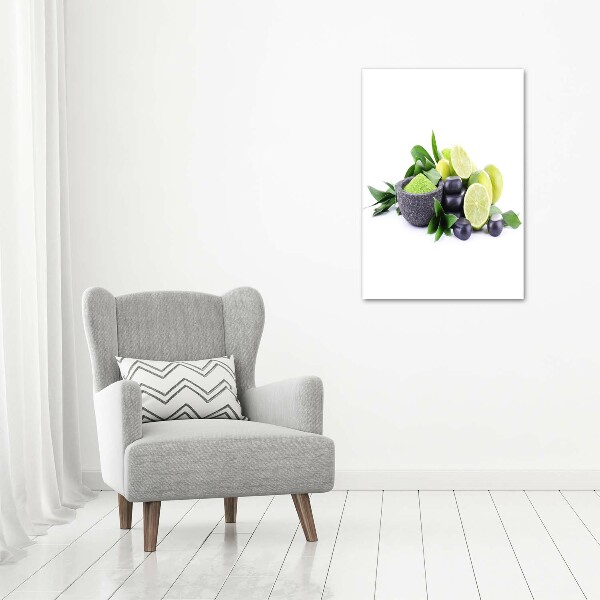 Bild aus glas vertikales Zitrusfrüchte und Steine