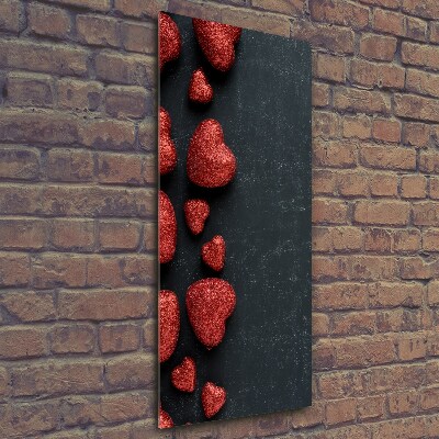 Glasbild vertikales Herzen auf dem Brett