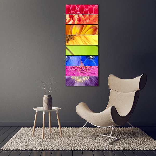 Glasbild vertikales Bunte Blumen