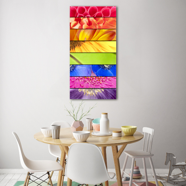 Glasbild vertikales Bunte Blumen
