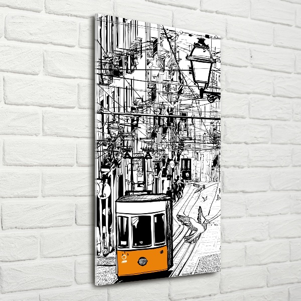 Bild aus glas vertikales Straßenbahn Lissabon