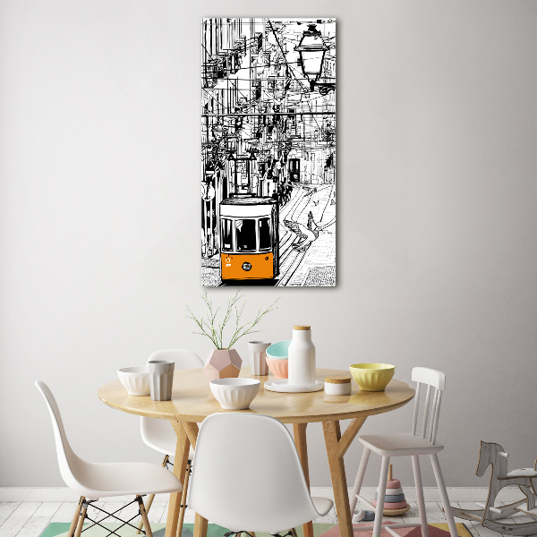 Bild aus glas vertikales Straßenbahn Lissabon