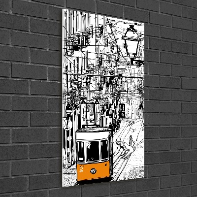 Bild aus glas vertikales Straßenbahn Lissabon