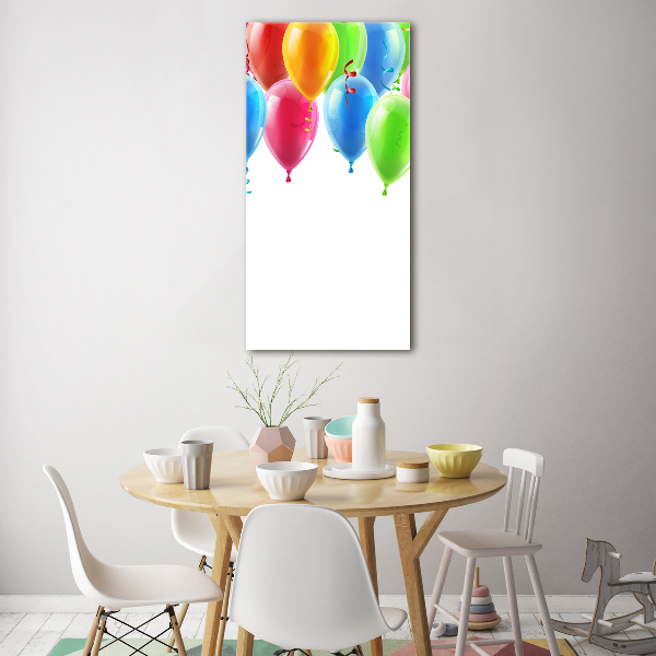 Bild aus glas vertikales Bunte Luftballons