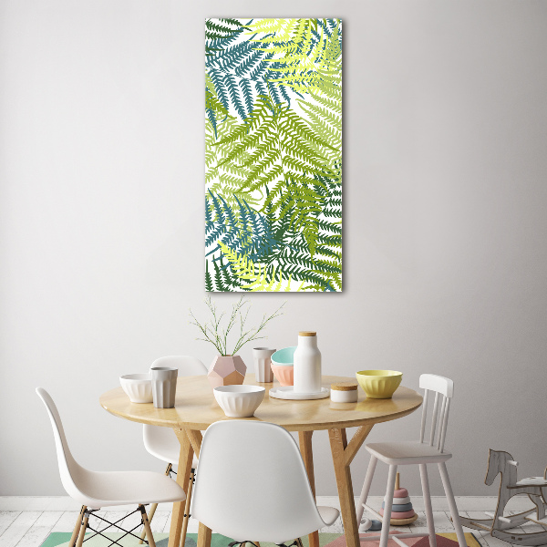 Glasbild vertikales Farnblätter