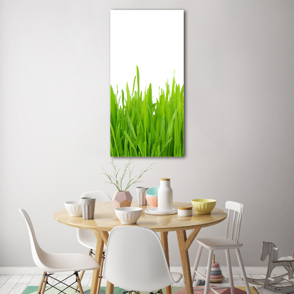 Glasbild vertikales Grünes Gras