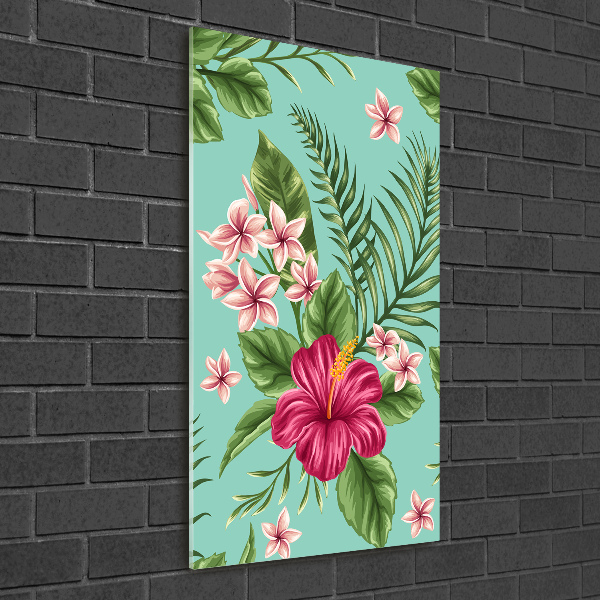 Bild aus glas vertikales Hawaiianische Blumen