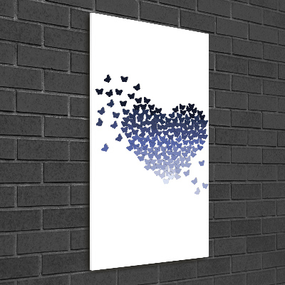 Bild aus glas vertikales Herz aus Schmetterlingen