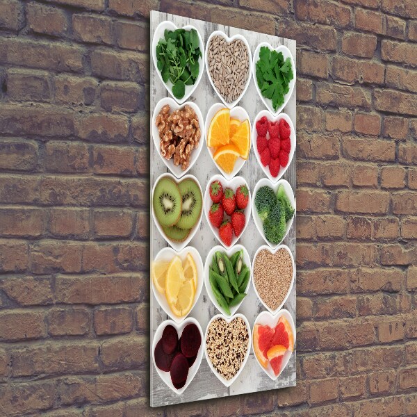 Glasbild vertikales Gesunde Ernährung