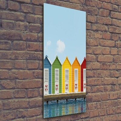 Glasbild vertikales Strandhütten