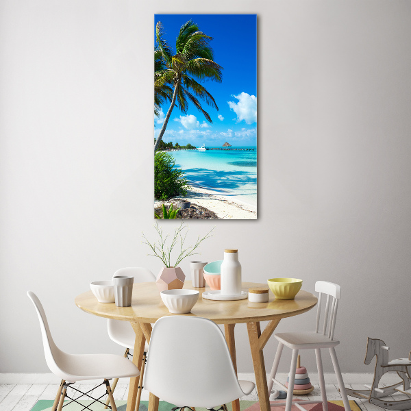 Glasbild vertikales Tropischer Strand