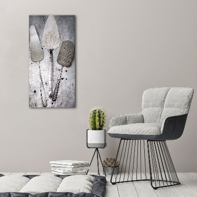 Glasbild vertikales Metallbesteck