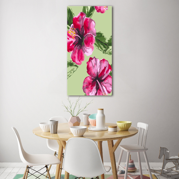Glasbild vertikales Hawaiianische Blumen
