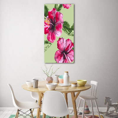 Glasbild vertikales Hawaiianische Blumen
