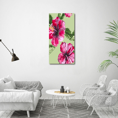 Glasbild vertikales Hawaiianische Blumen