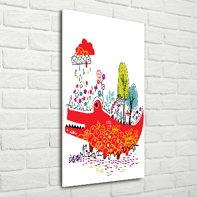Glasbild vertikales Krokodil