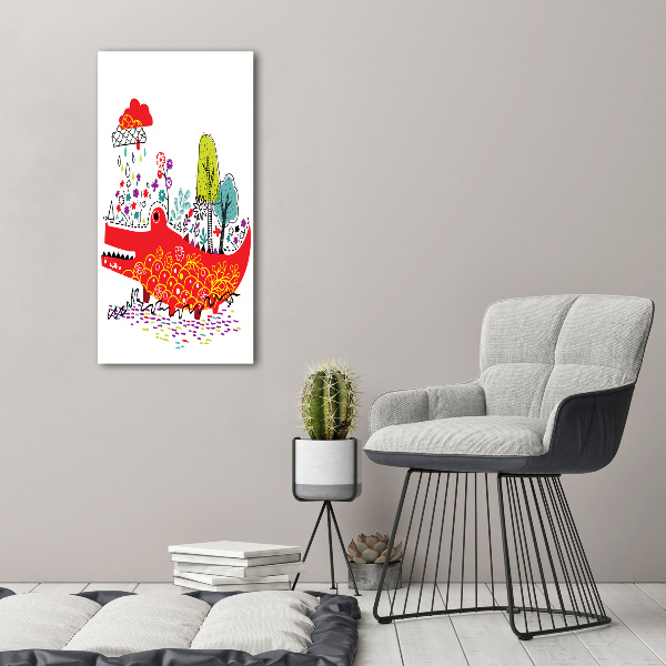 Glasbild vertikales Krokodil