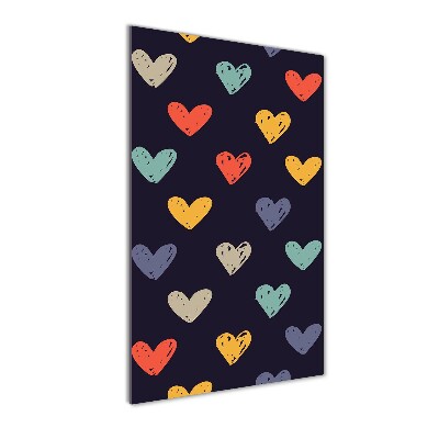 Bild aus glas vertikales Bunte Herzen