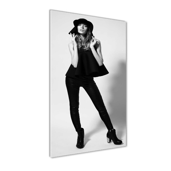 Bild aus glas vertikales Frau in Schwarz