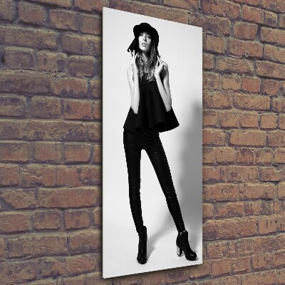 Bild aus glas vertikales Frau in Schwarz