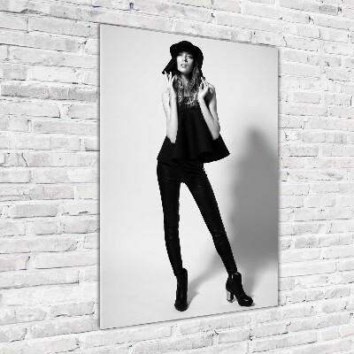 Bild aus glas vertikales Frau in Schwarz