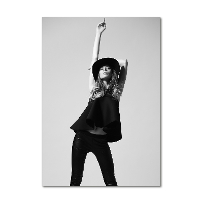 Foto auf glas vertikales Frau in Schwarz