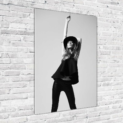 Foto auf glas vertikales Frau in Schwarz